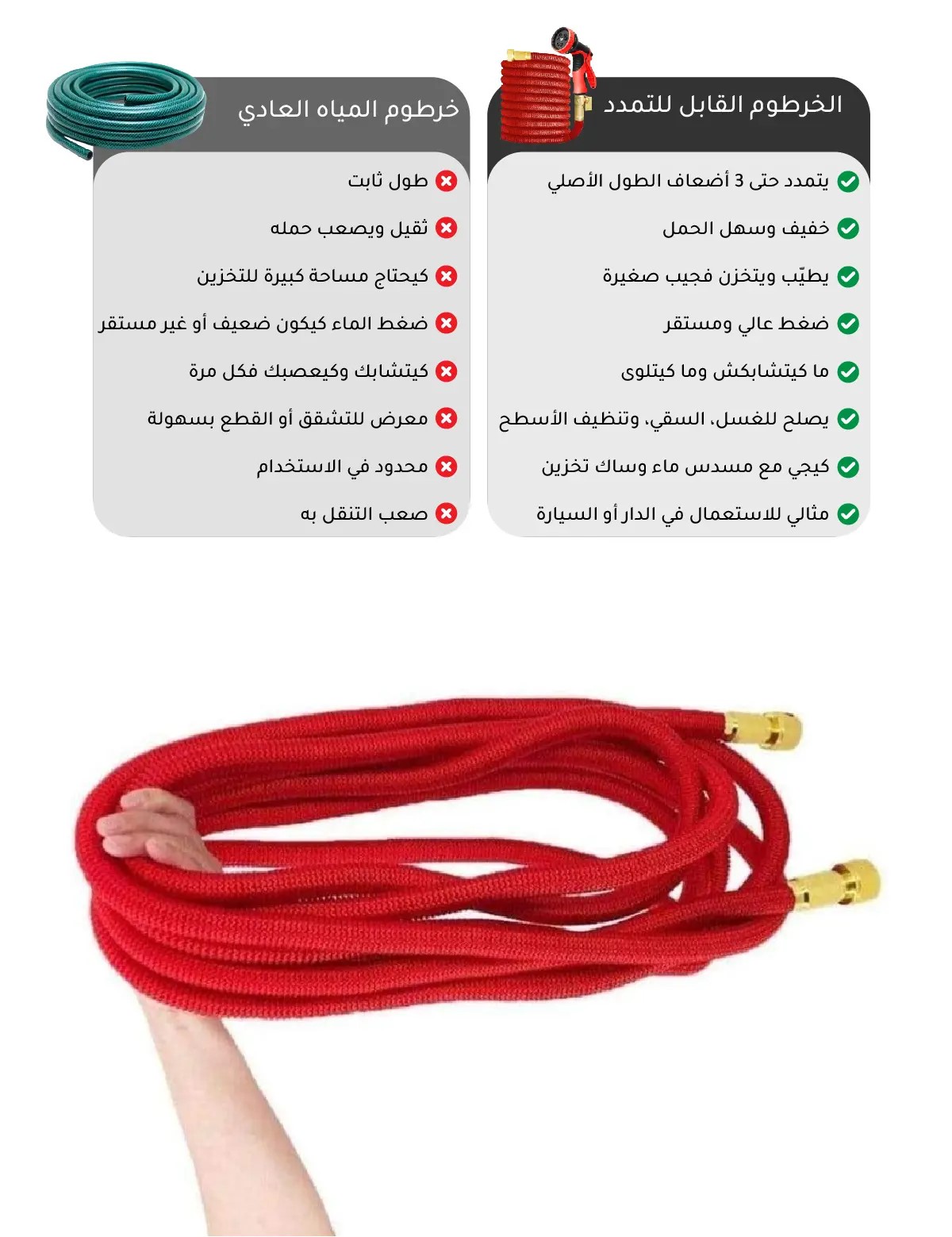 خرطوم المياه القابل للتمدد للحديقة وغسل السيارات